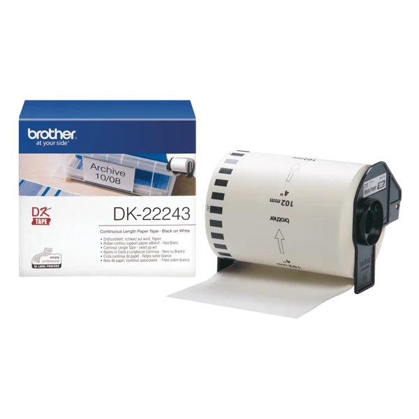 Brother DK22243 Continuous Label Roll Black on White 102mm Wide