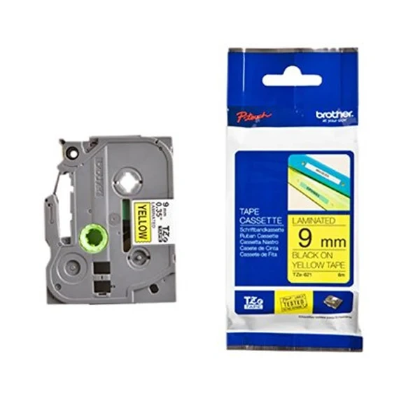 Brother M-K621 9mm Black on Yellow Label Printer Tape