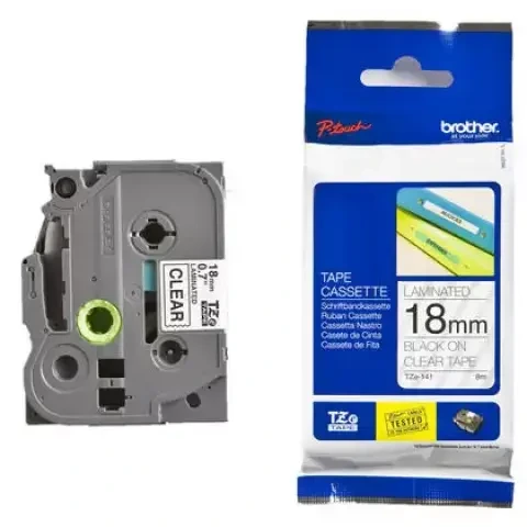 Brother TZE-141 18mm Black on Clear Tape