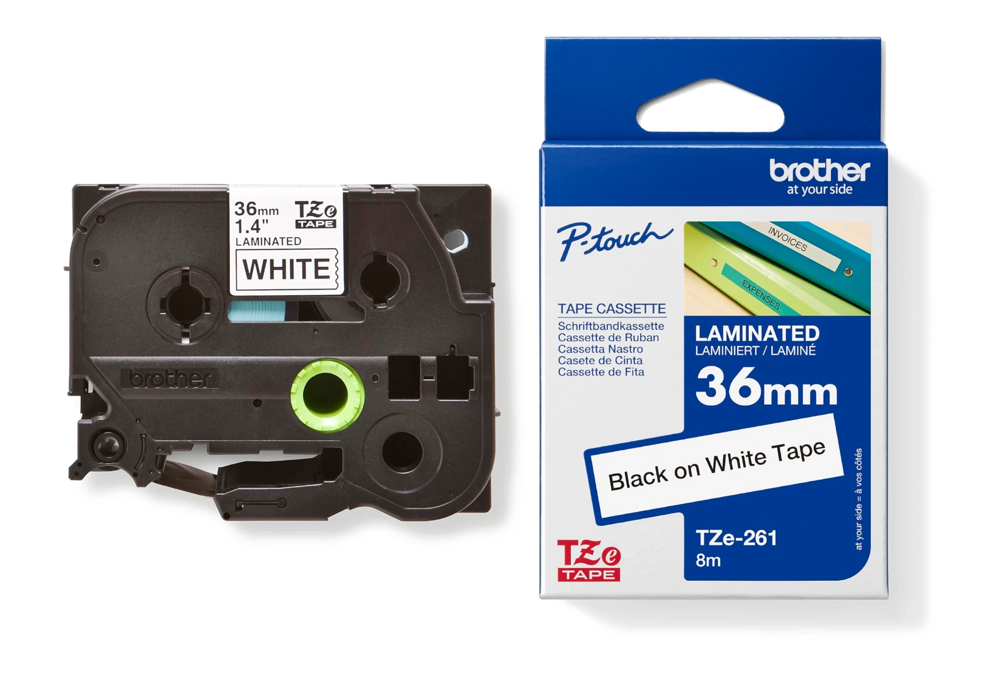 Brother TZe-261 36mm Black on White Label Tape