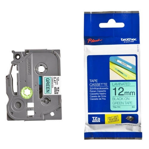 Brother Tape TZE-731 12mm Black on Green